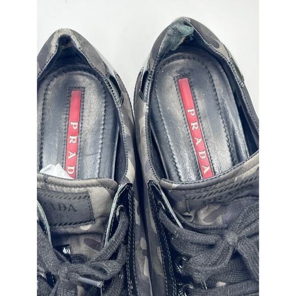 Prada Mens Green Black Gray Leather Accent Camo Trainers Sneakers Sz 41/M8/W9.5‎ main image 9